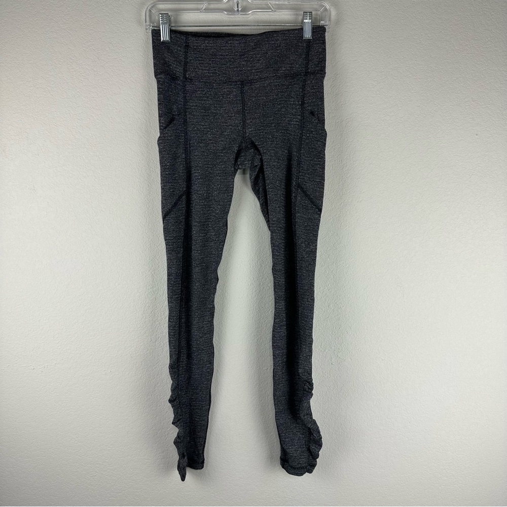 Lululemon Gray Mini Check Pique Rulu Speed Tights IV Athletic Athleisure Size 6